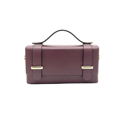 Suie Valentini srl - Genuine leather mini clutch bag with chain, Made in Italy, art. 112591: Bordeaux