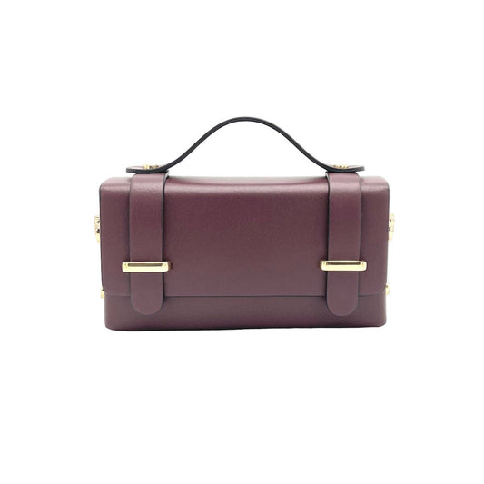 Suie Valentini srl - Genuine leather mini clutch bag with chain, Made in Italy, art. 112591: Bordeaux