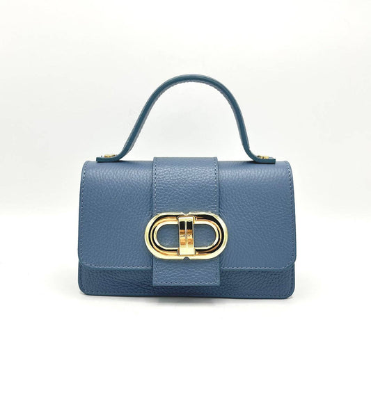 Leder-Mini-Umhängetasche Hellblau 112413 | Suie Valentini Made in Italy