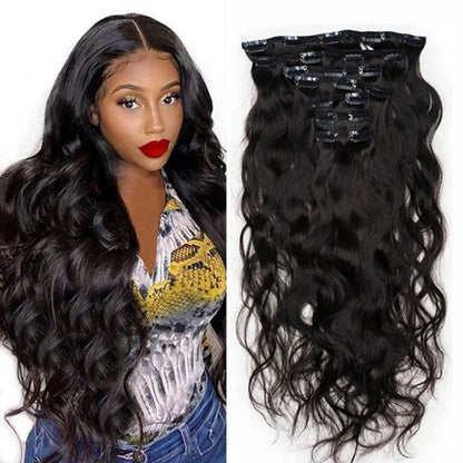 Clip in body wave human hair extensions 8 pieces 120g