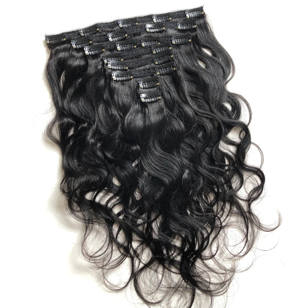 Clip in body wave human hair extensions 8 pieces 120g