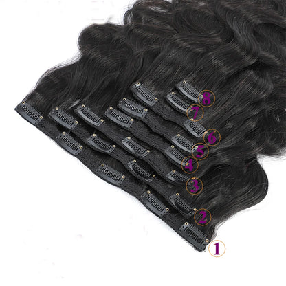 Clip in body wave human hair extensions 8 pieces 120g