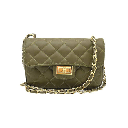 Suie Valentini srl - Genuine leather chain bag, small size, Made in Italy, art. 112492: Rusty Red