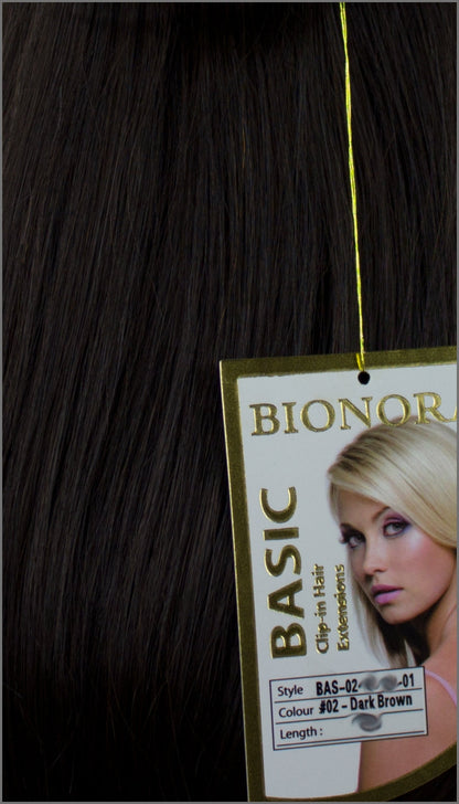 Clip-in Haar Extensions Haarverlängerung mit Echthaar, #02, Dunkelbraun, 40 50 60+cm, BASIC, BIONORA