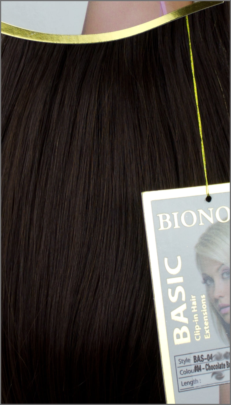 Clip-in Haar Extensions Haarverlängerung mit Echthaar, #04, Schokobraun, 40 50 60+cm, BASIC, BIONORA