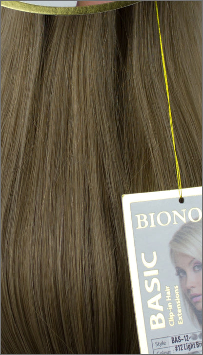 Clip-in Haar Extensions Haarverlängerung mit Echthaar, #12, Hellbraun, 40 50 60+cm, BASIC, BIONORA