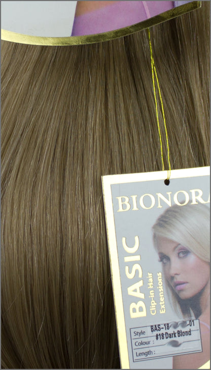 Clip-in Haar Extensions Haarverlängerung mit Echthaar, #18, Dunkelblond, 40 50 60+cm, BASIC, BIONORA