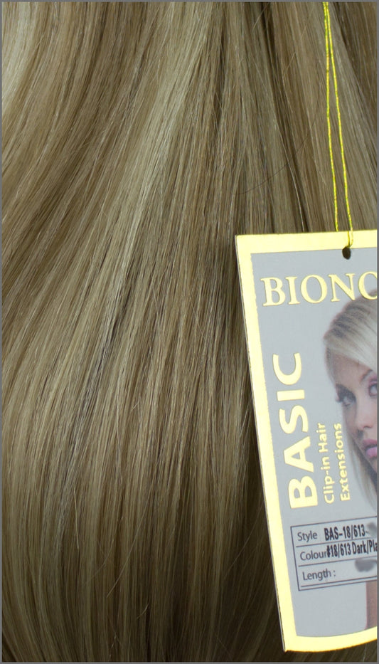 Clip-in Haar Extensions mit Echthaar, #18/613, Dunkelblond /Platinblond, 40 50 60+cm, BASIC, BIONORA