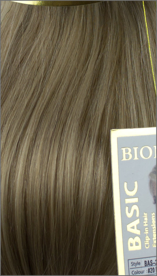 Clip-in Haar Extensions Haarverlängerung mit Echthaar, #20, Mittelblond, 40 50 60+cm, BASIC, BIONORA
