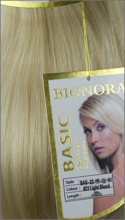 Clip-in Haar Extensions Haarverlängerung mit Echthaar, #22, Hellblond, 40 50 60+cm, BASIC, BIONORA