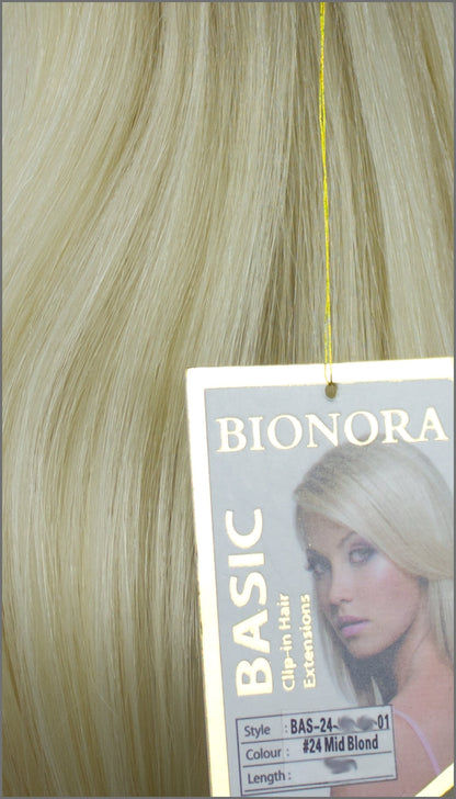 Clip-in Haar Extensions Haarverlängerung mit Echthaar, #24, Lichtblond, 40 50 60+cm, BASIC, BIONORA