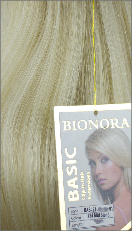 Clip-in Haar Extensions Haarverlängerung mit Echthaar, #24, Lichtblond, 40 50 60+cm, BASIC, BIONORA