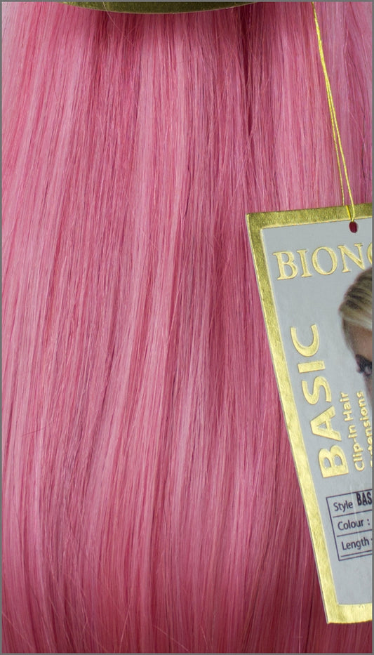 Clip-in Haar Extensions Haarverlängerung mit Echthaar, Pink, 40 50 60+cm, BASIC von BIONORA