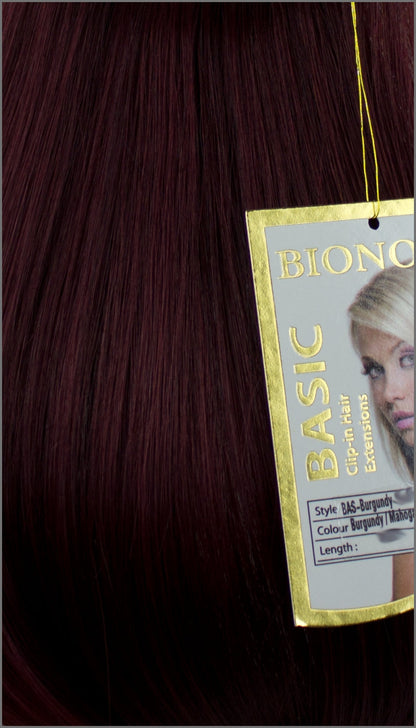 Clip-in Haar Extensions Haarverlängerung mit Echthaar, Weinrot, 40 50 60+cm, BASIC von BIONORA