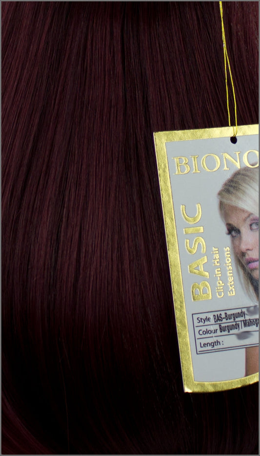 Clip-in Haar Extensions Haarverlängerung mit Echthaar, Weinrot, 40 50 60+cm, BASIC von BIONORA