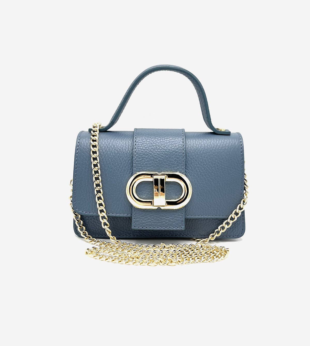 Suie Valentini srl - Genuine Leather Shoulder Bag, MINI size, Made in Italy, Art. 112413: Light Blue