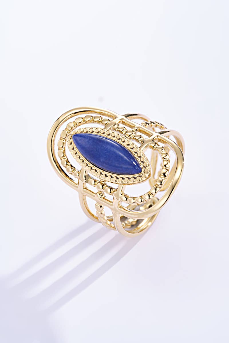 Eleganter Edelstahl-Ring mit blauem Stein 424RX89 | BYREN ÉLINE L'ATELIER