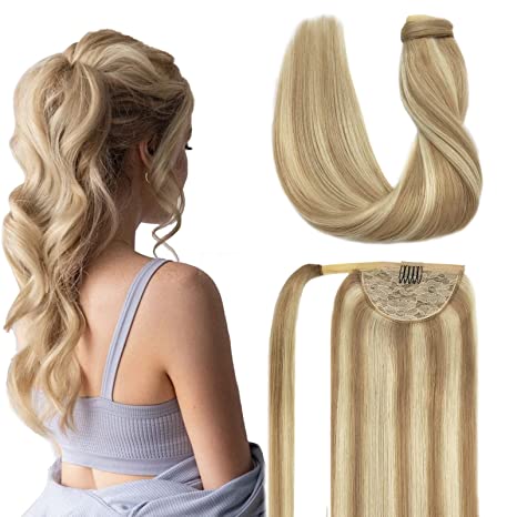 Ponytail Clip In Echthaar Extensions Blond