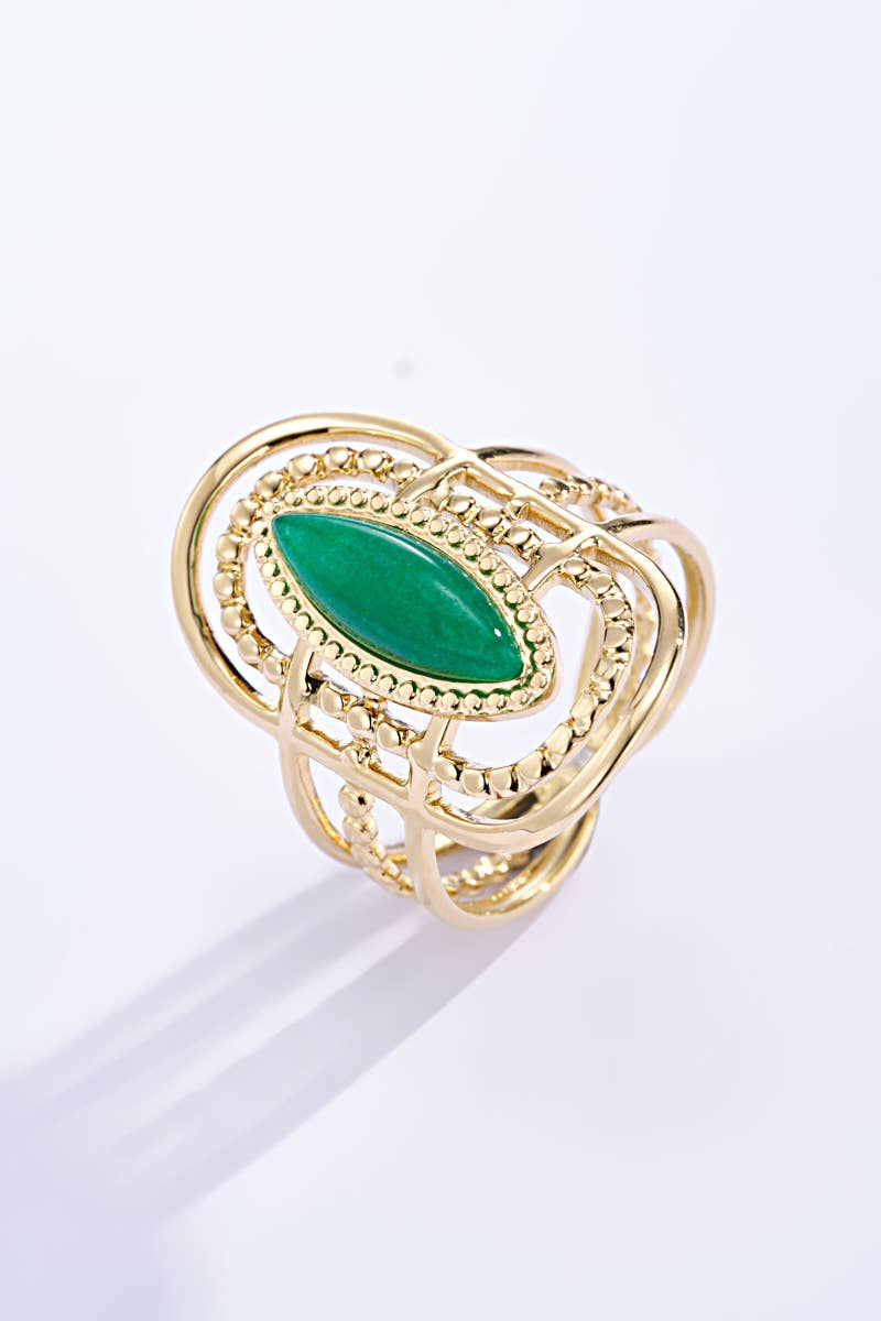 Eleganter Edelstahl-Ring mit blauem Stein 424RX89 | BYREN ÉLINE L'ATELIER