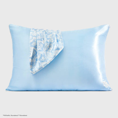 Kitsch x Bridgerton Satin Cushion Cover//Toile De Blue