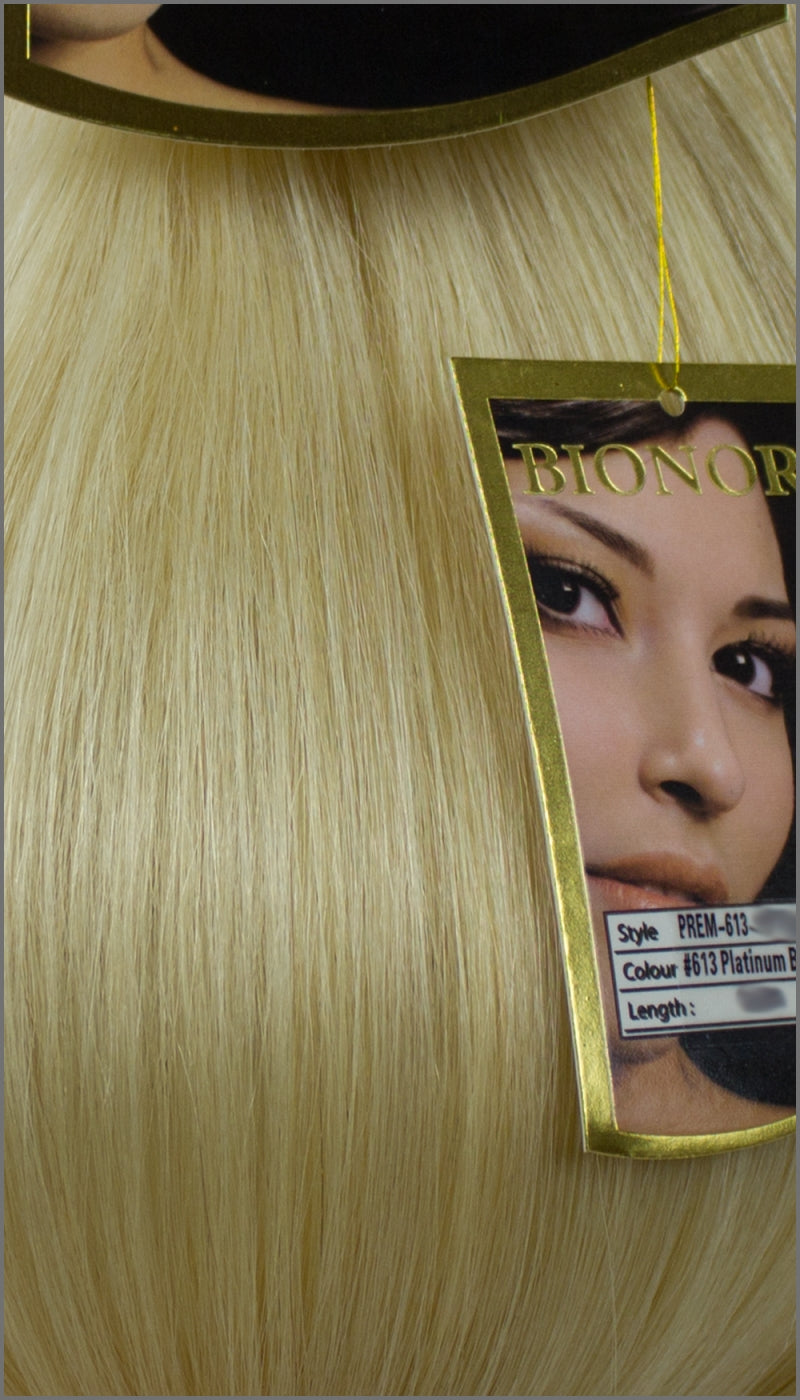 Clip-in 100% Remy Echthaar Extensions, #613, Platinblond, 40 50 60+cm, 100-120Gr., BIONORA PREMIUM