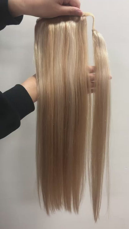 Virgin Russisches Ponytail Clip In Echthaar Extensions Blond