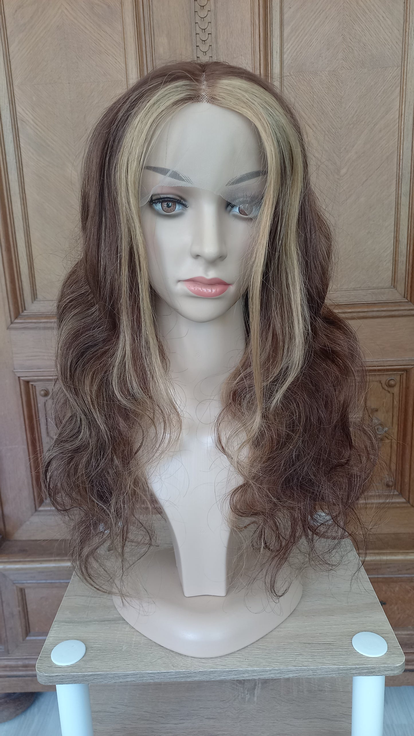 Lang Körper Welle T-Part Echthaarperücke Blond Braun