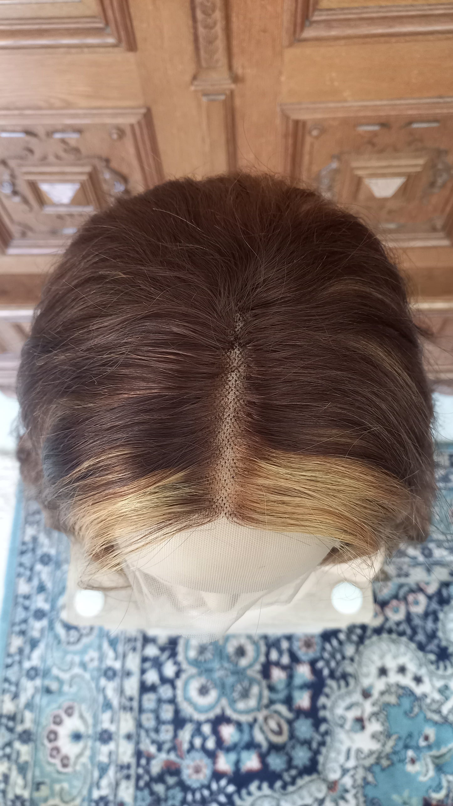 Lang Körper Welle T-Part Echthaarperücke Blond Braun