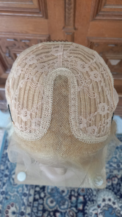 Lang Körper Welle T-Part Echthaarperücke Hell Blond