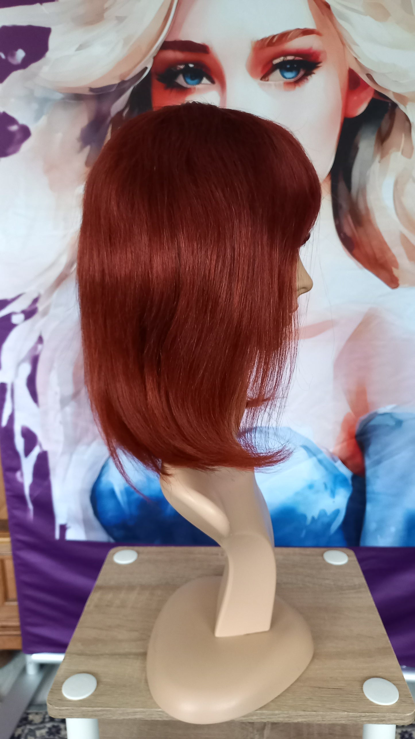 Bob Glatt Echthaarperücke mit Pony Kupferrot