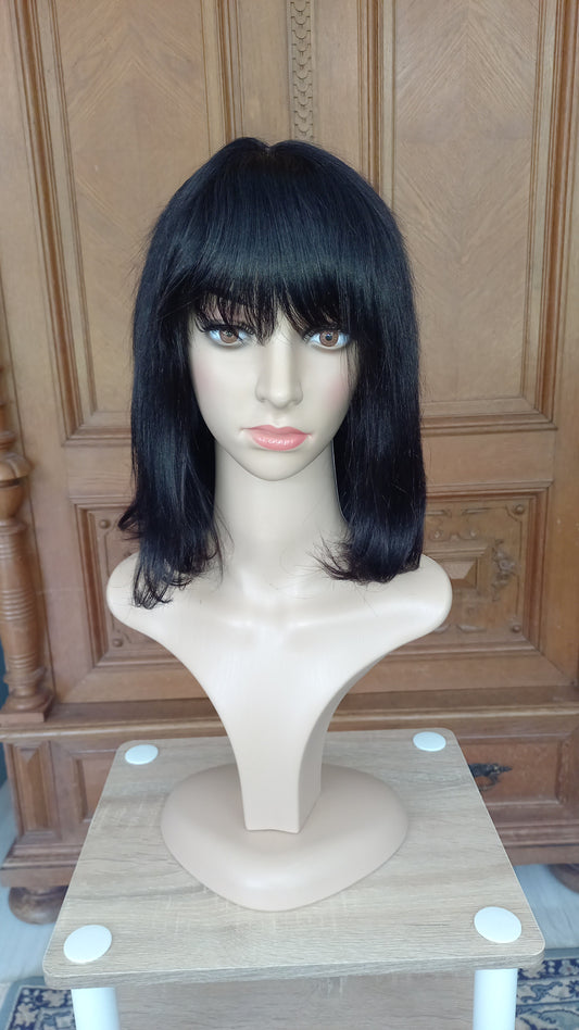 Bob black straight human hair wig with bangs