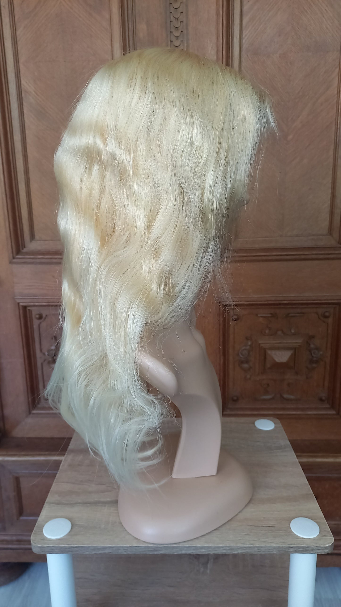 Lang Körper Welle T-Part Echthaarperücke Hell Blond