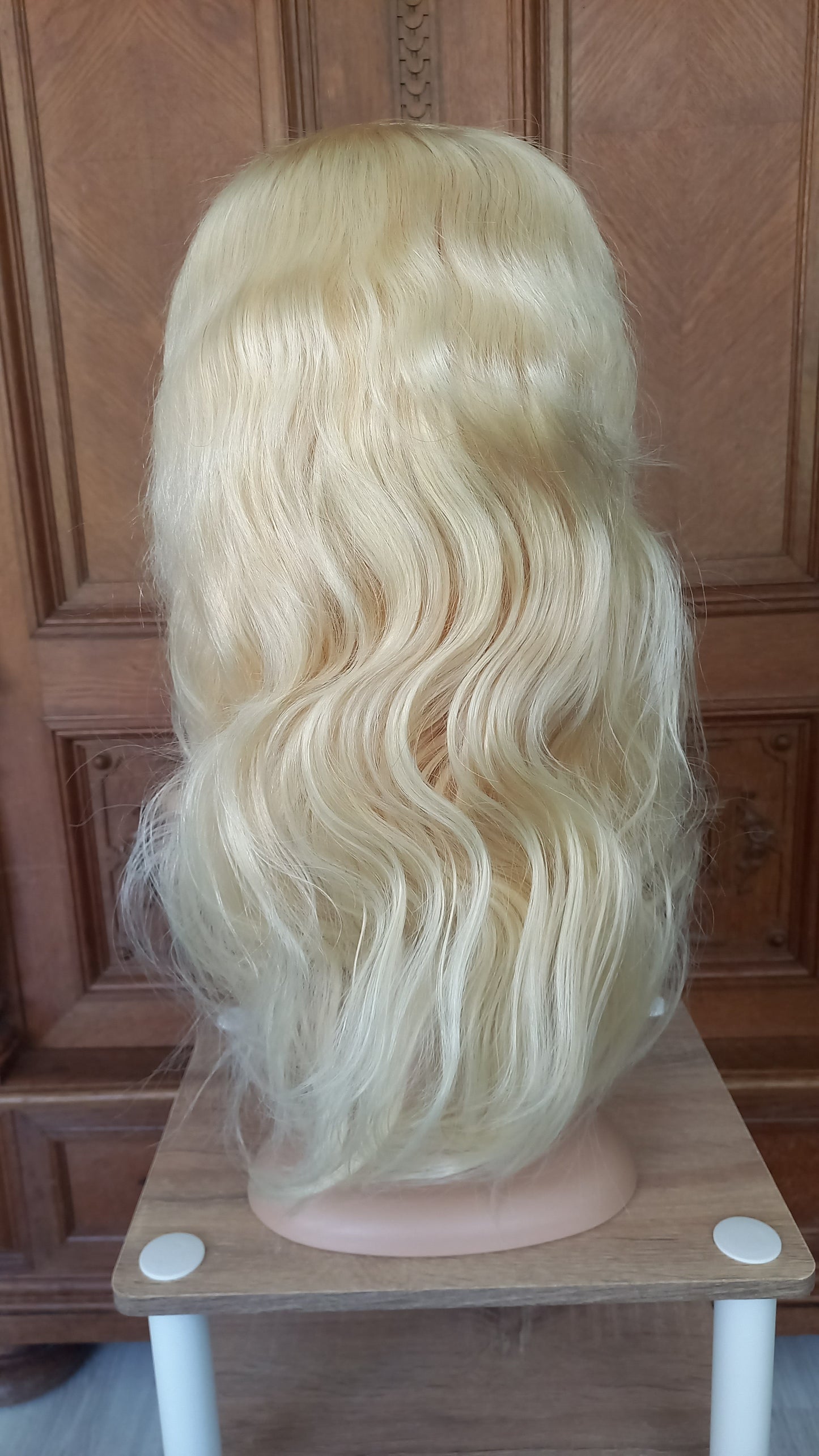 Lang Körper Welle T-Part Echthaarperücke Hell Blond