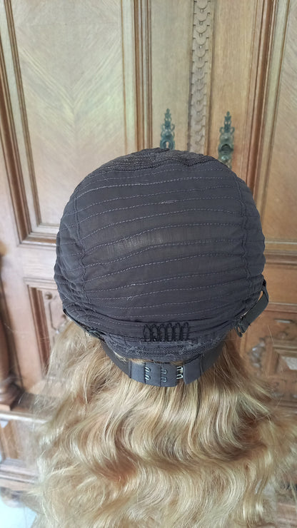 Körper Welle T-Part Echthaarperücke Ashblond 45 cm