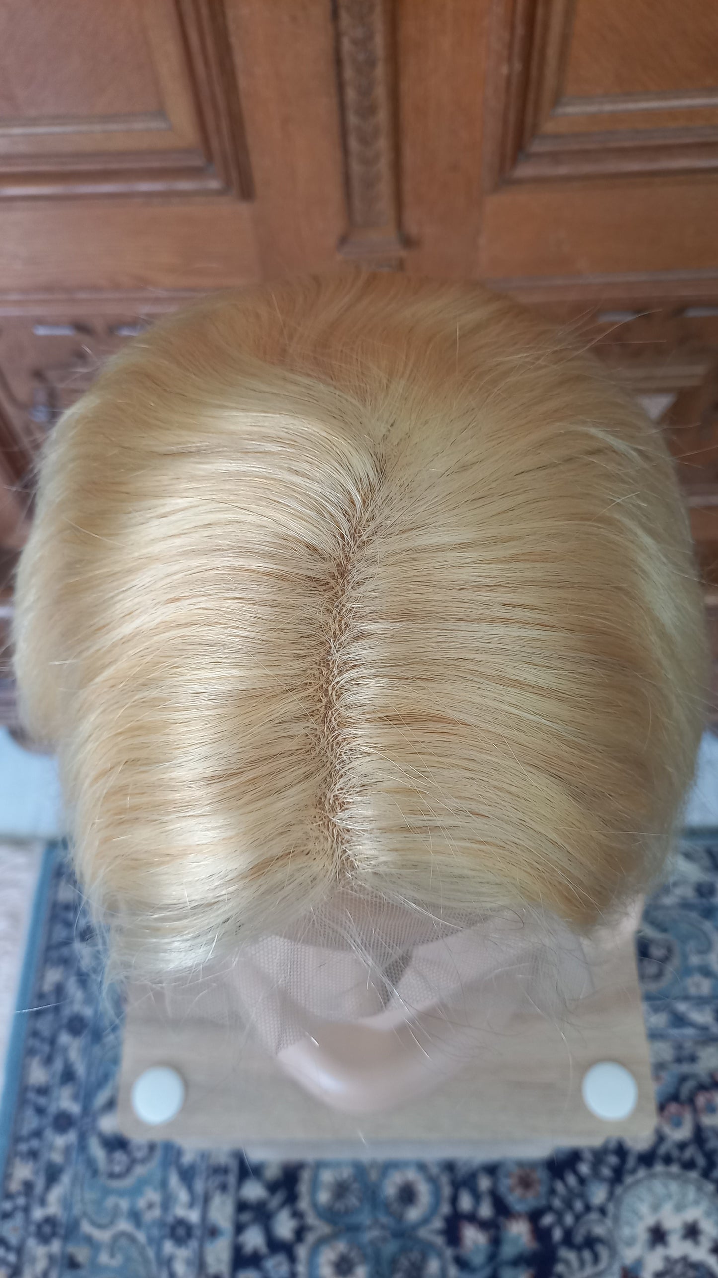 Lang Körper Welle T-Part Echthaarperücke Hell Blond