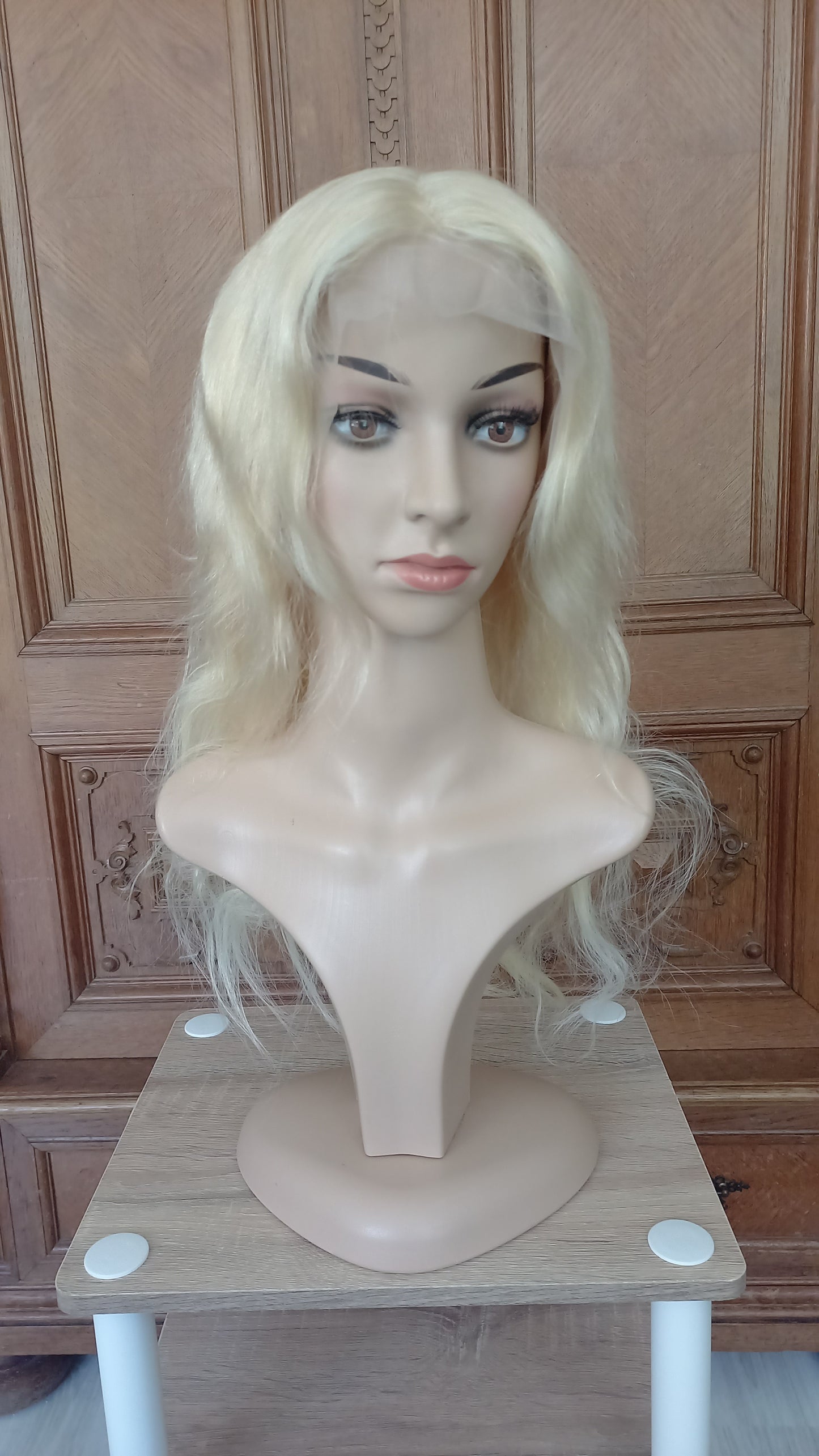 Lang Körper Welle T-Part Echthaarperücke Hell Blond
