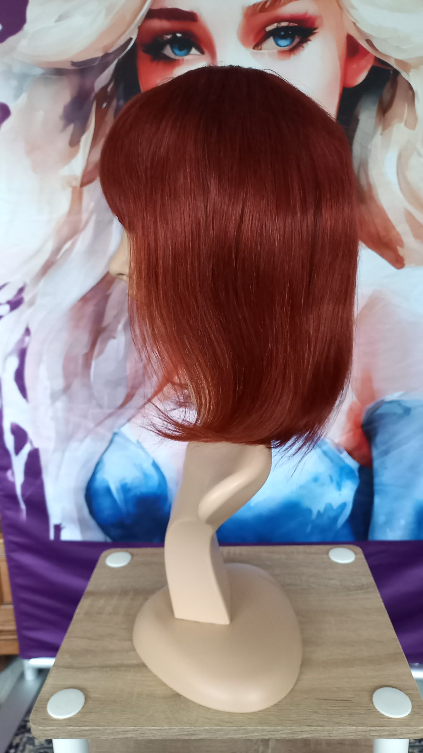 Bob Glatt Echthaarperücke mit Pony Kupferrot