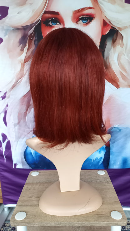 Bob Glatt Echthaarperücke mit Pony Kupferrot