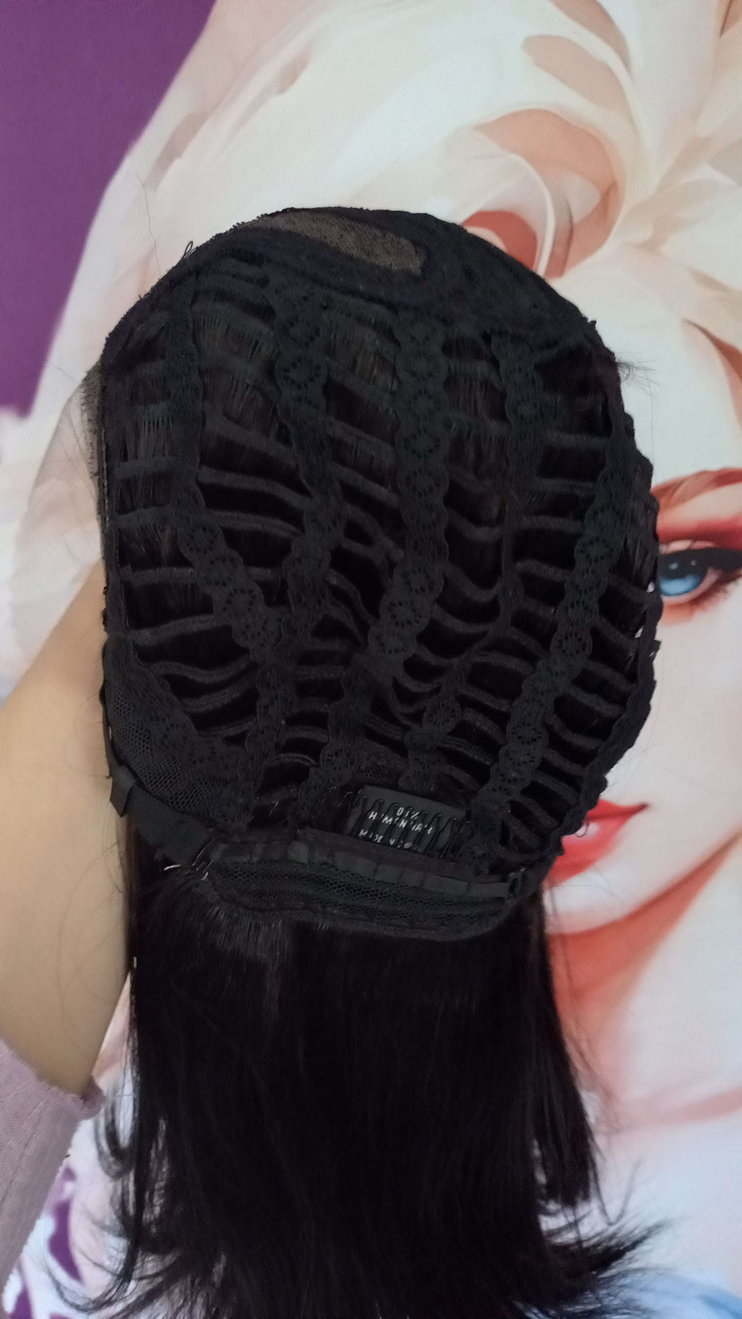 Bob Gerade Echthaar Perücke Side-Part Schwarz Braun