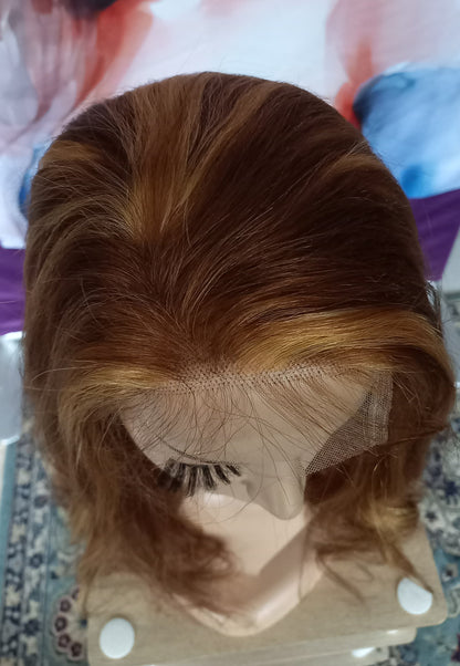 New Körper Welle Echthaarperücke Highlight Blond Braun 4x4