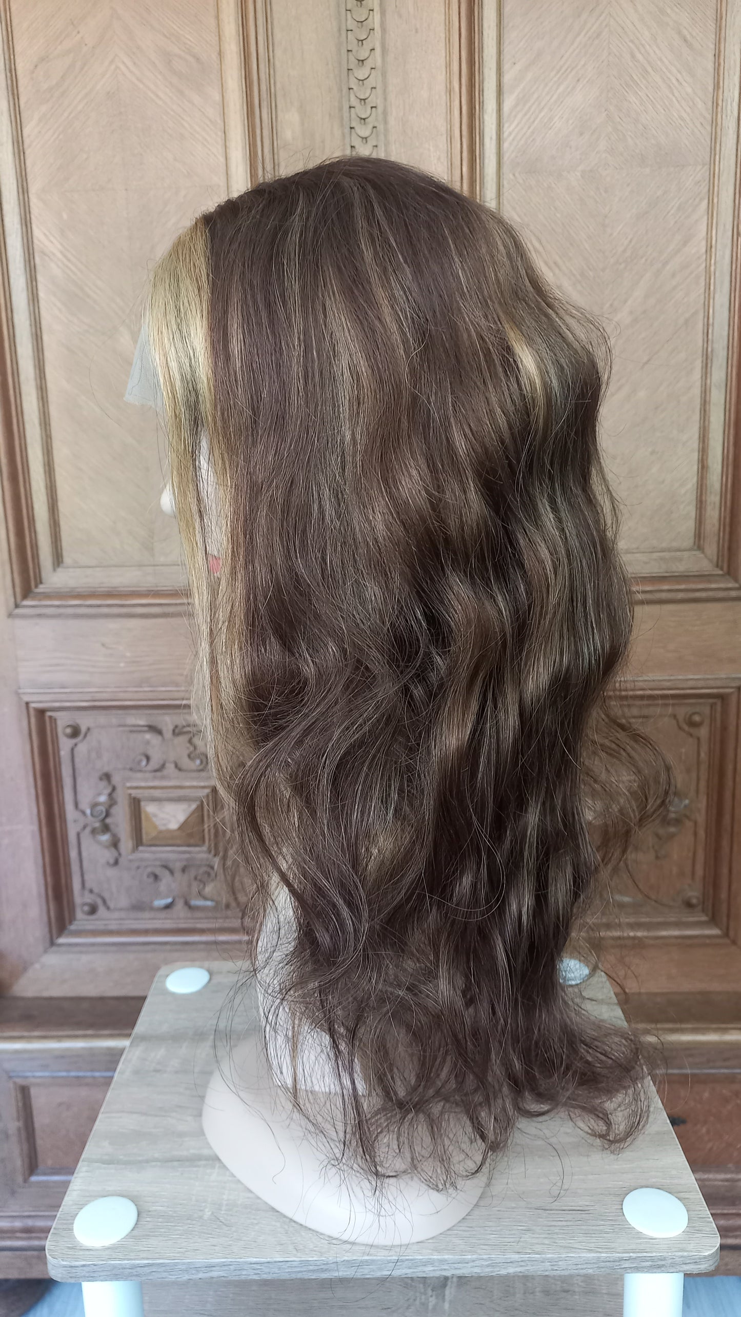 Lang Körper Welle T-Part Echthaarperücke Blond Braun