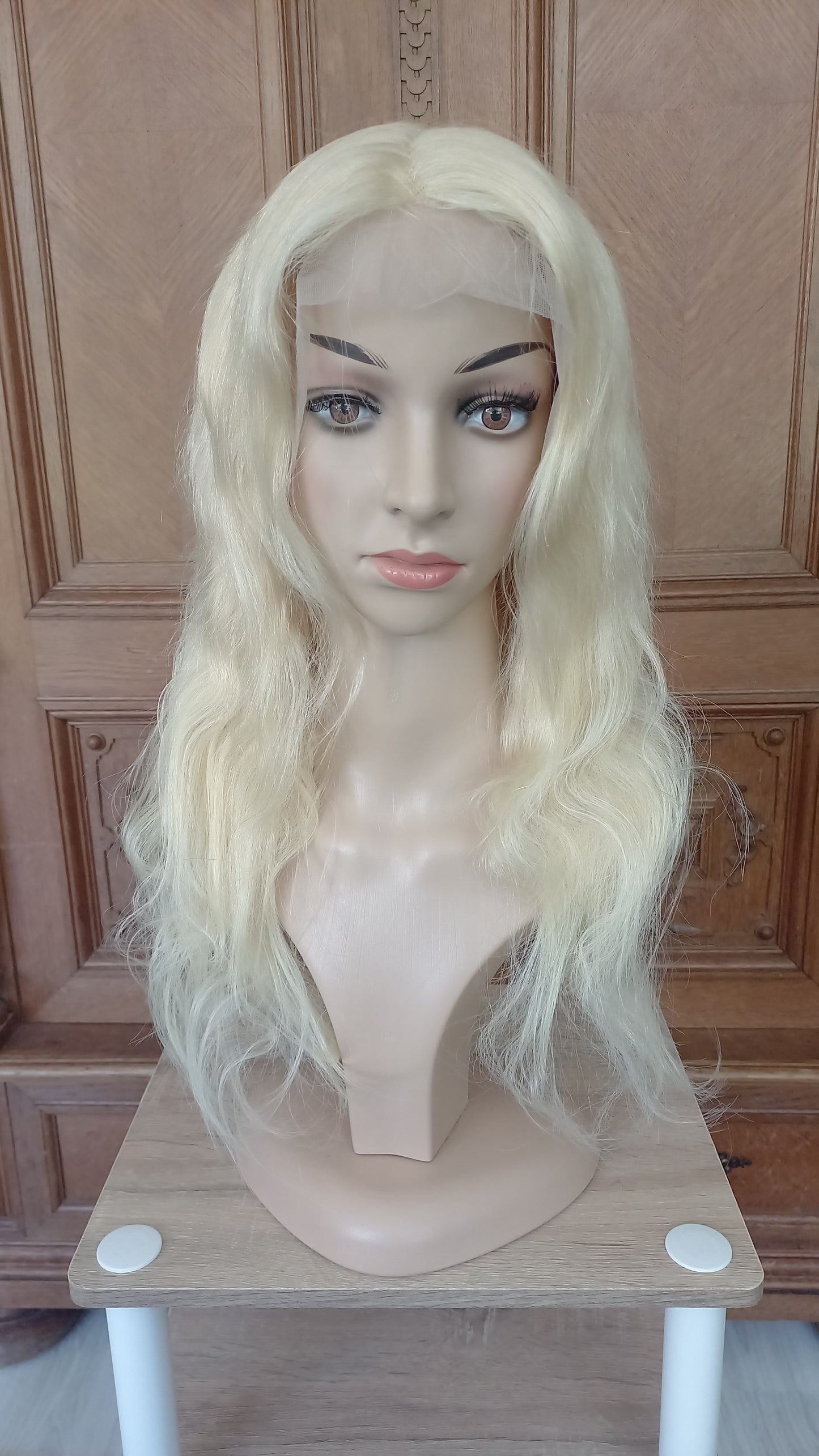 Lang Körper Welle T-Part Echthaarperücke Hell Blond