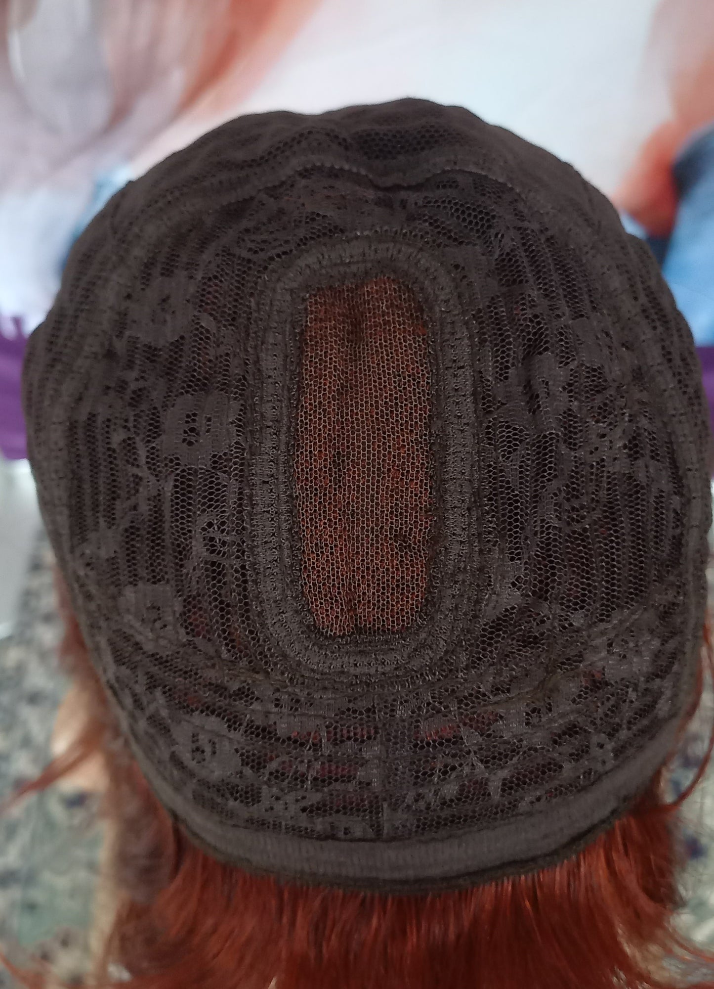 Bob Glatt Echthaarperücke mit Pony Kupferrot