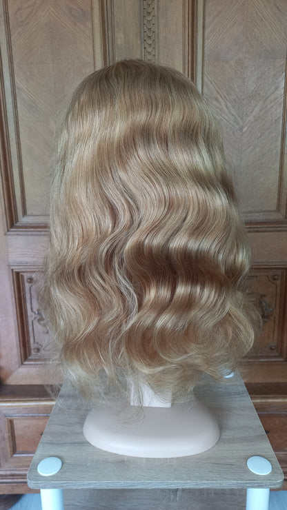 Körper Welle T-Part Echthaarperücke Ashblond 45 cm