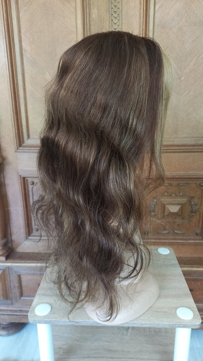 Lang Körper Welle T-Part Echthaarperücke Blond Braun