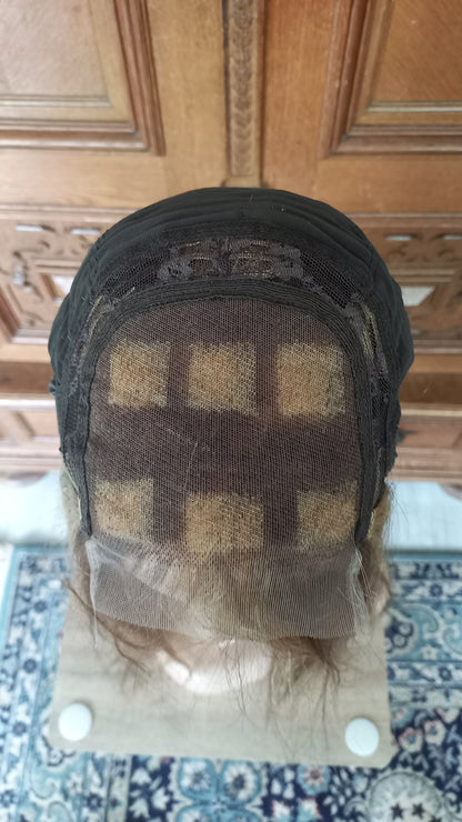 Gerade Echthaar Perücke Highlight Honig Blond 4x4