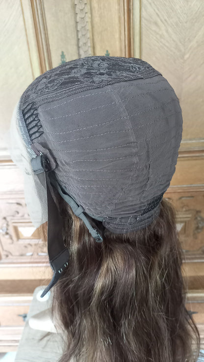 Gerade T-Part Echthaar Perücke Highlight Blond Braun