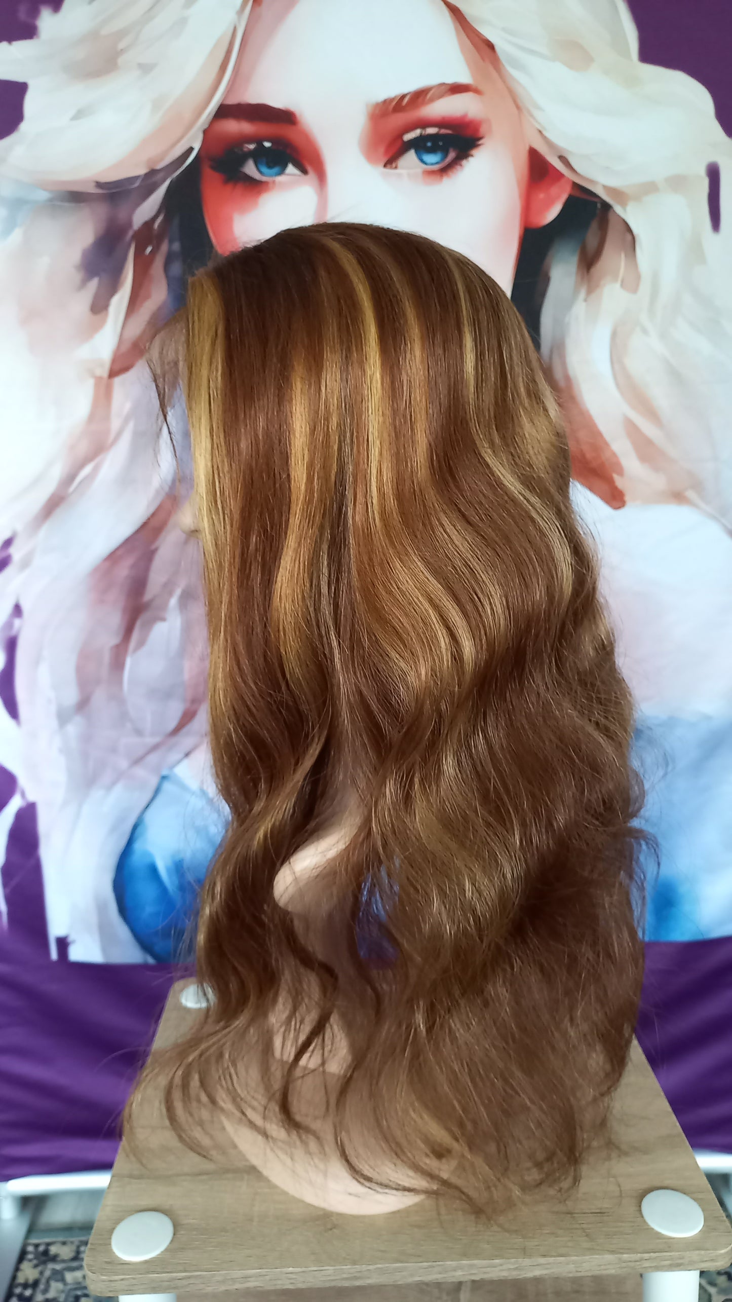 New Körper Welle Echthaarperücke Highlight Blond Braun 4x4