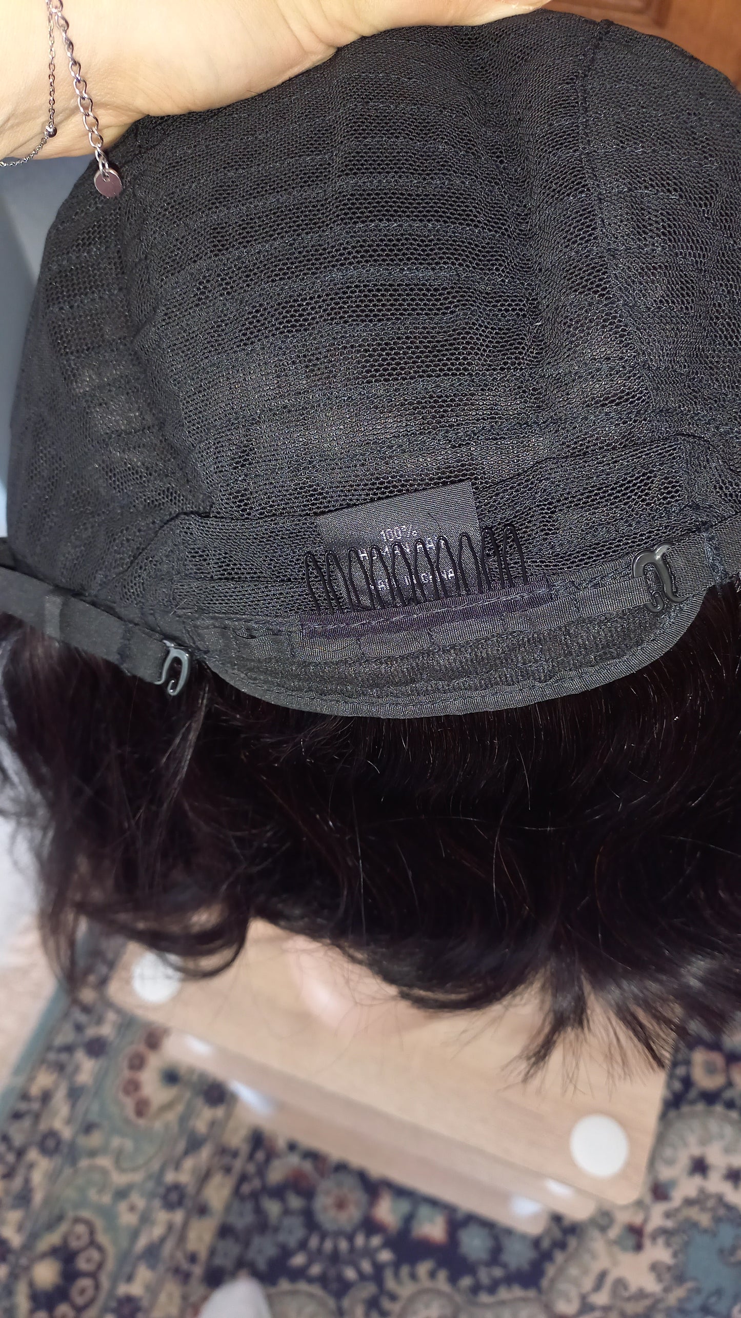 Bob Schwarz Glatt Echthaarperücke mit Pony