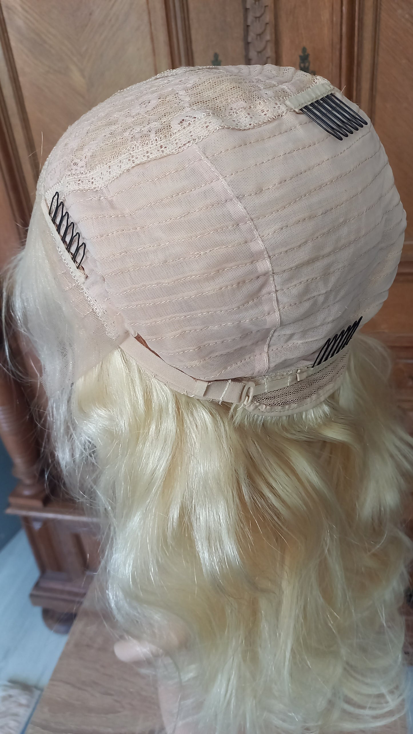 Lang Körper Welle T-Part Echthaarperücke Hell Blond